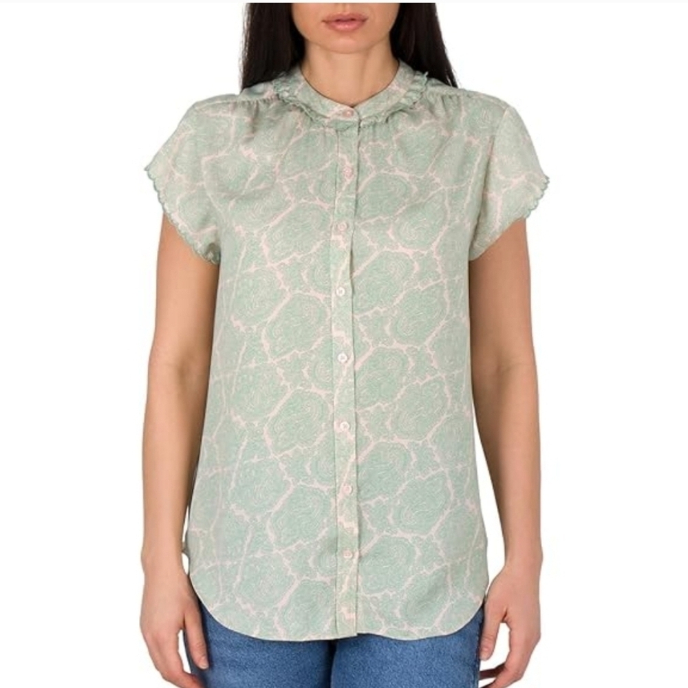 Joie Mint Green Patterned Blouse